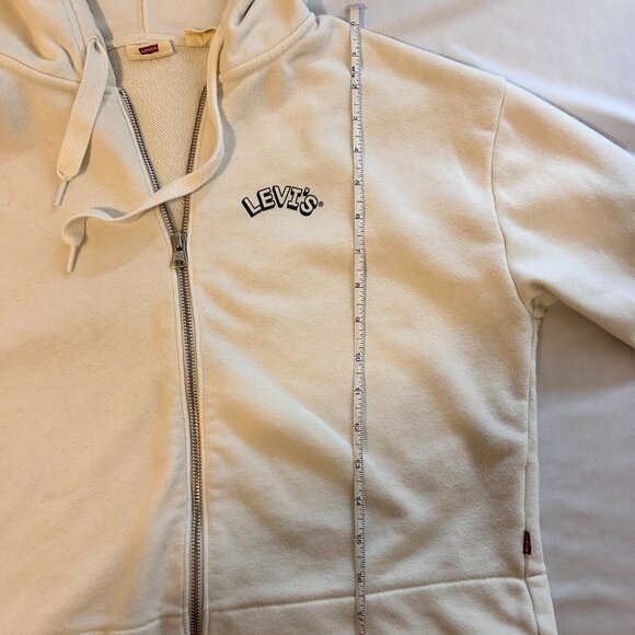 levi's Cream Cropped Zip Hoodie, Size XS - Picture 6 of 7